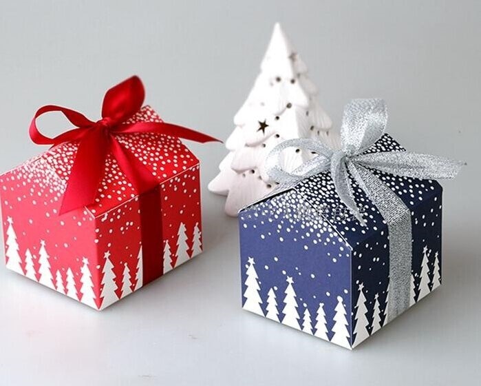50 개/몫 눈 덮인 날 크리스마스 하우스 스타일 미니 선물 상자, 베이킹 포장, 블루 하우스 웨스트 포인트 상자, 비스킷 상자, 사탕 상자